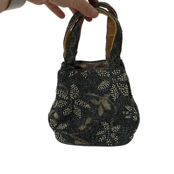 Jeanne Lottie Vintage Charcoal Beaded Handbag - Picture 1 of 10